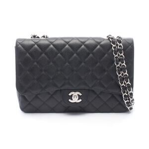 Chanel Matelasse Single Flap Shoulder Bag Calfskin Leather Black